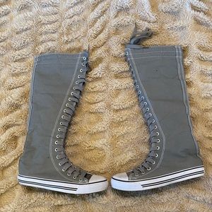 Knee high lace up sneakers